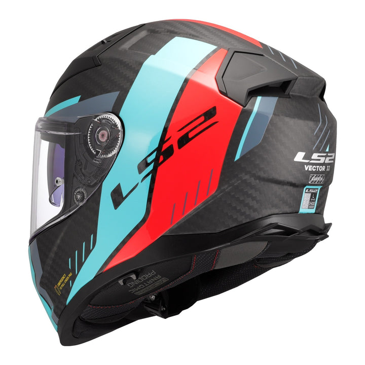 LS2 FF811 Vector II Carbon Grid Helmet - Red / Cyan