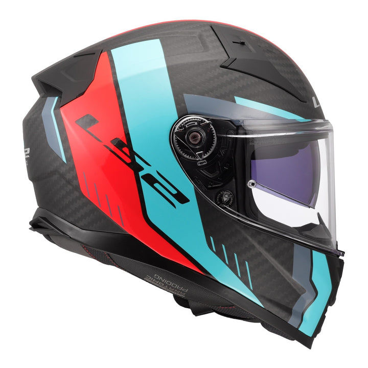 LS2 FF811 Vector II Carbon Grid Helmet - Red / Cyan