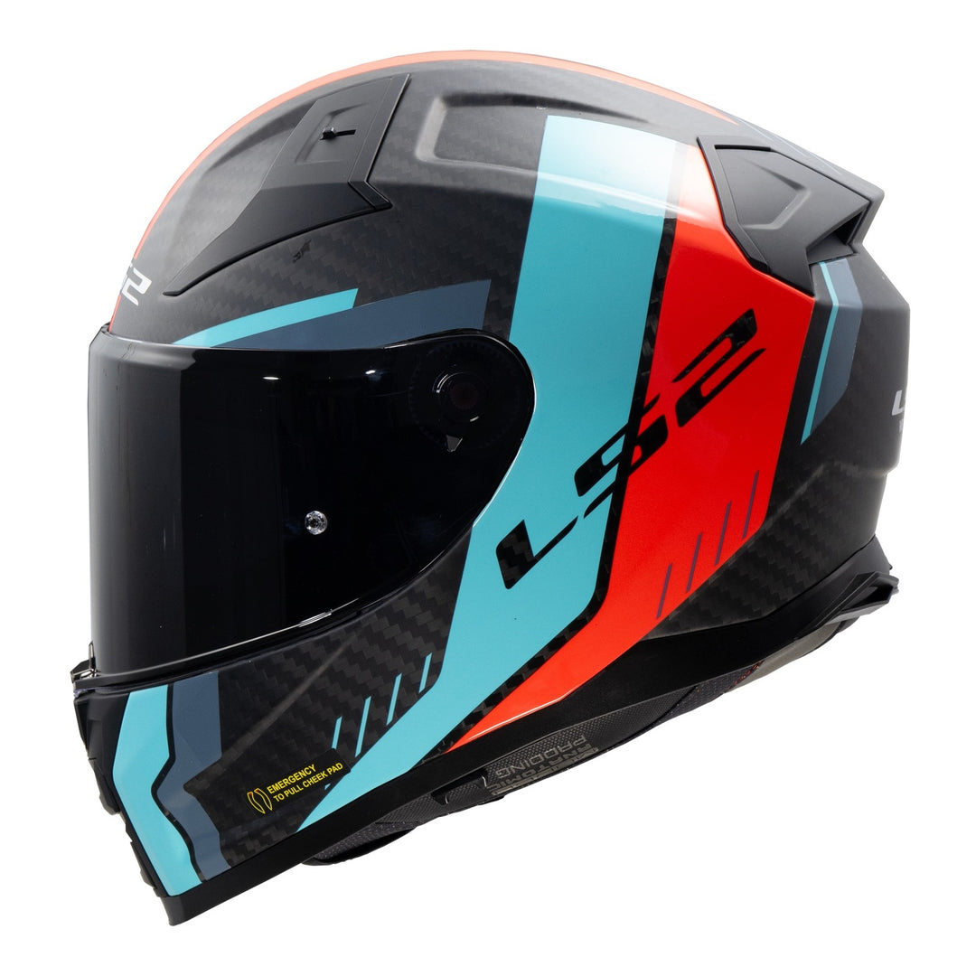 LS2 FF811 Vector II Carbon Grid Helmet - Red / Cyan