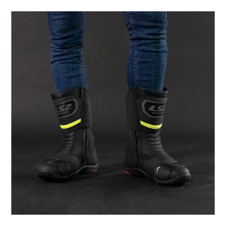 LS2 Goby Men's Waterproof Boots - Black / Hi-Vis Yellow