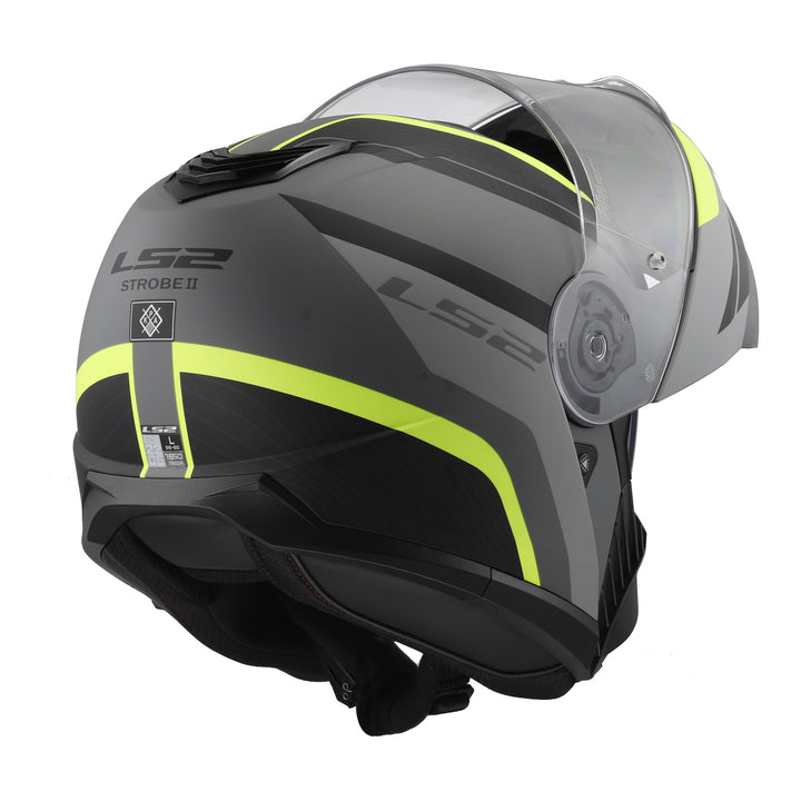 LS2 FF908 Strobe II Monza Flip Front Helmets - Matte Black / Hi-Vis Yellow 06