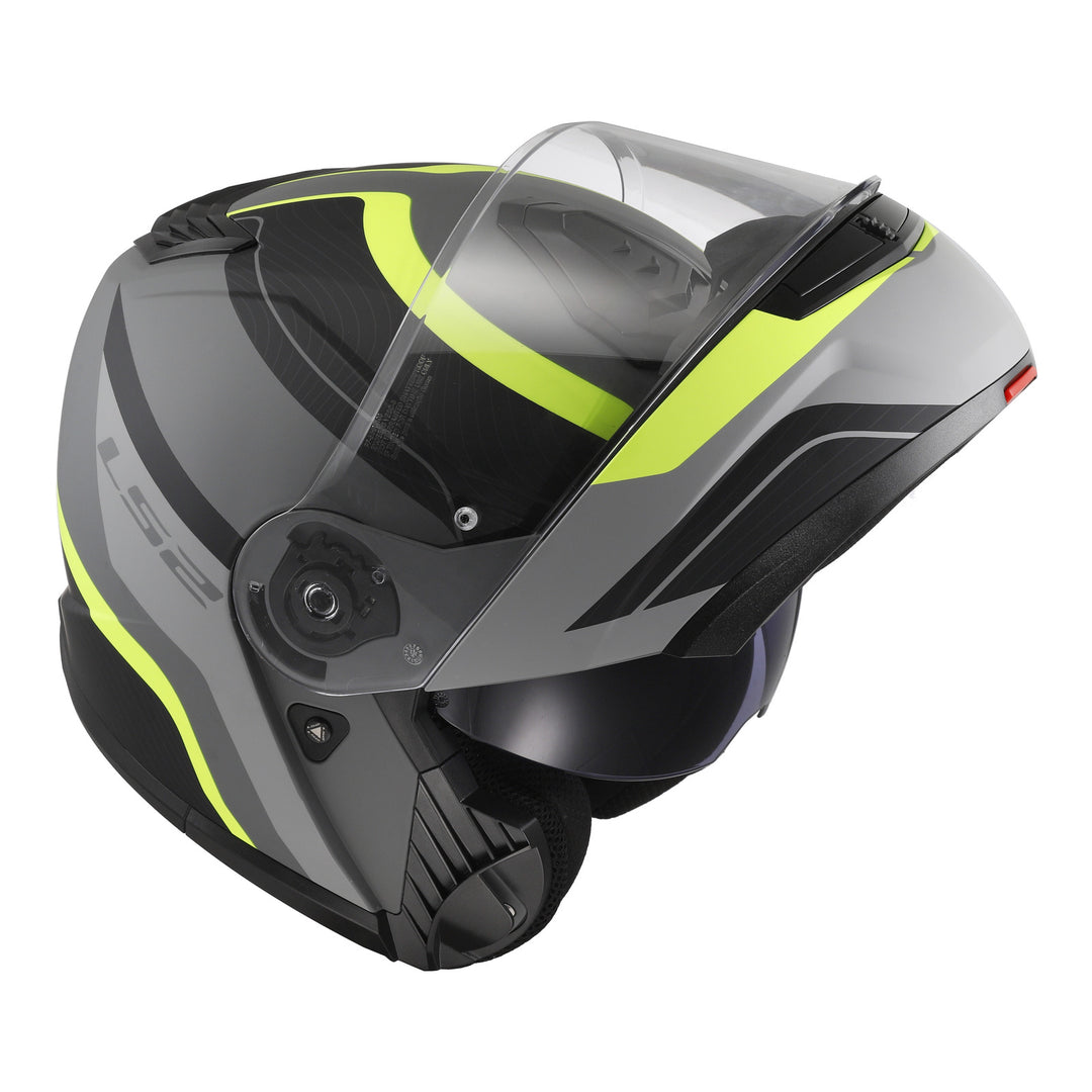 LS2 FF908 Strobe II Monza Flip Front Helmets - Matte Black / Hi-Vis Yellow 06