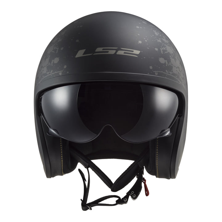 LS2 OF599 Spitfire II Black Flag Helmet - Matte Black / Titanium