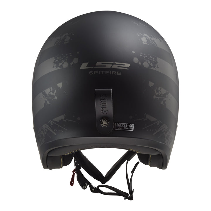 LS2 OF599 Spitfire II Black Flag Helmet - Matte Black / Titanium